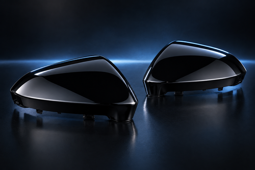 Pair of gloss black mirror caps for Volkswagen Golf MK8 GTI and Golf R